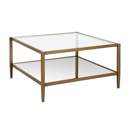 HUDSON & CANAL Henn Hart Hera Antique Brass Square Coffee Table - 17 x 32 x 32 in. CT0454